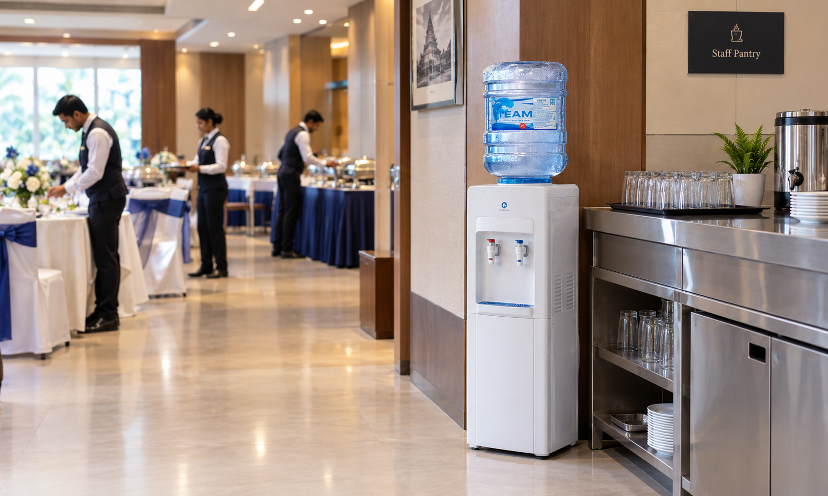 Hotel and hospitality workplace drinking water supply